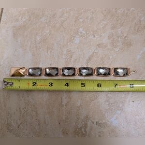 Swarovski Nirvana bracelet gray genuine crystals & rose gold tone metal large 8"